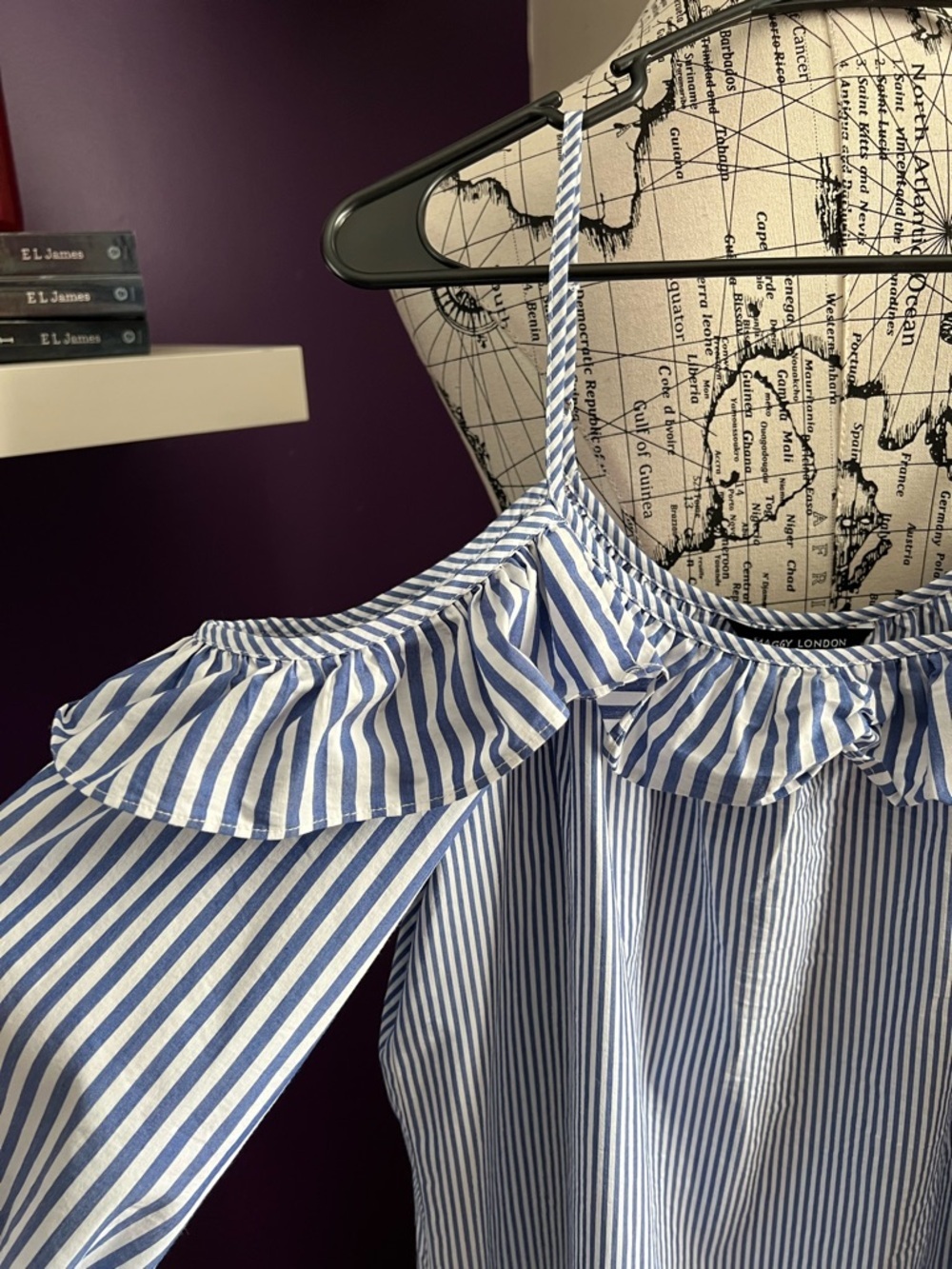 Maggy London Striped Cold-Shoulder Ruffle Dress - Picture 2 of 8